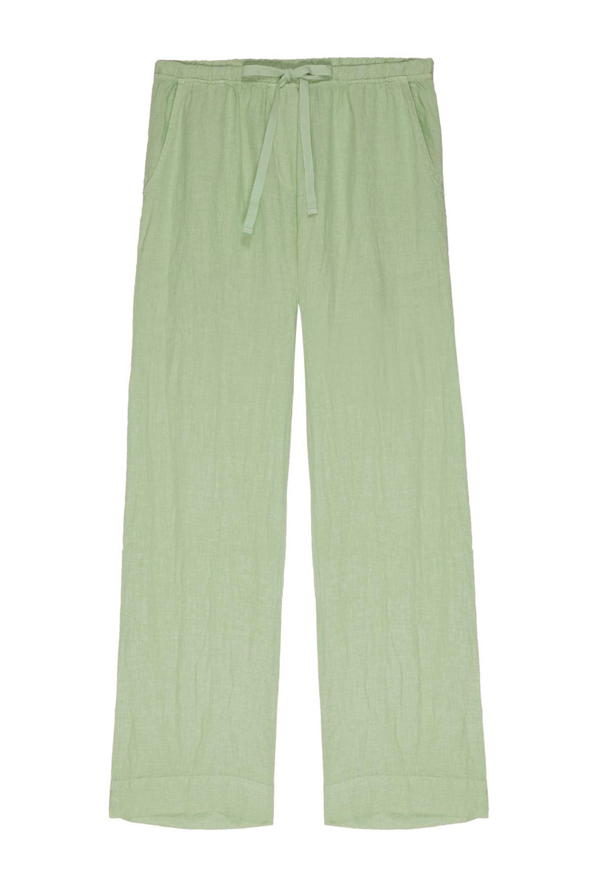 Velvet by Jenny Graham's PICO LINEN PANT, a relaxed fit light green linen pants with an elastic waist, displayed against a white background.